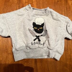 Mini Rodini Gray Sweatshirt with Chef Cat Print